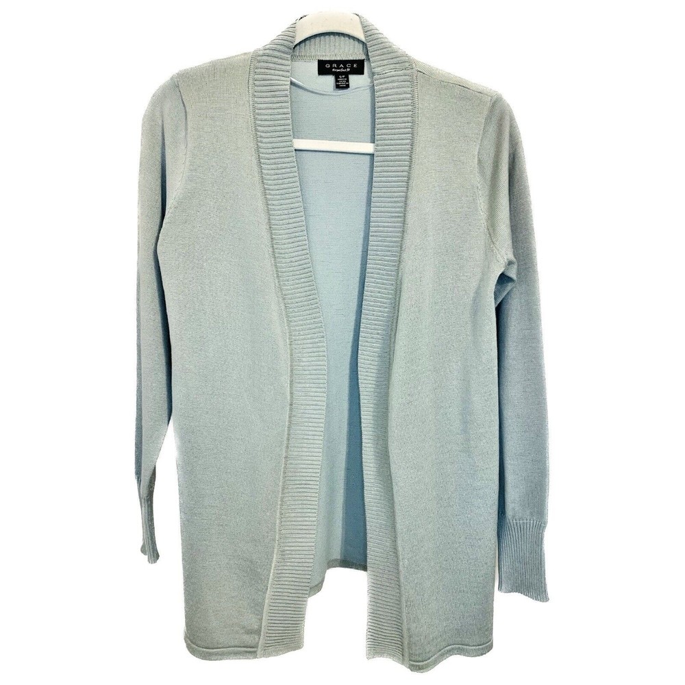 Grace Perfect Fit Open Front Cardigan‎ Sweater Size Small S Silky Sage Green